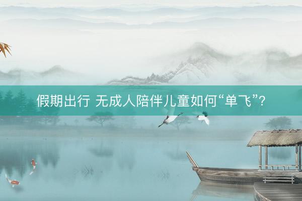 假期出行 无成人陪伴儿童如何“单飞”？