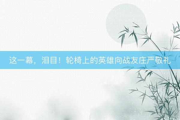 这一幕，泪目！轮椅上的英雄向战友庄严敬礼