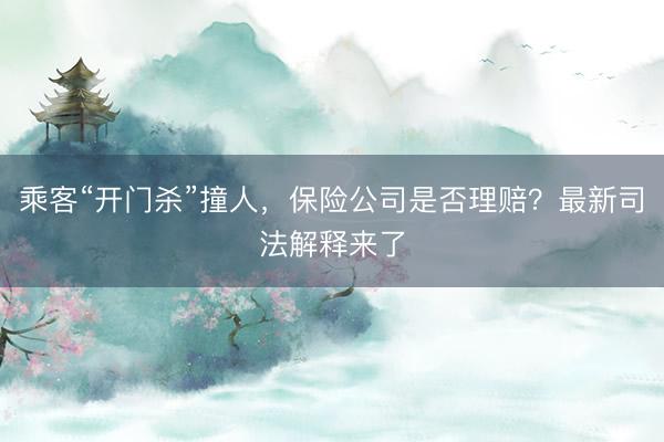 乘客“开门杀”撞人，保险公司是否理赔？最新司法解释来了