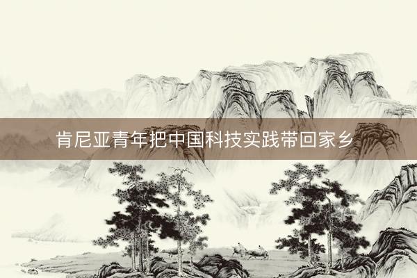 肯尼亚青年把中国科技实践带回家乡 