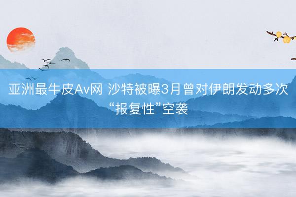 亚洲最牛皮Av网 沙特被曝3月曾对伊朗发动多次“报复性”空袭
