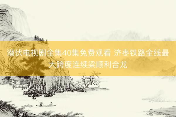 潜伏电视剧全集40集免费观看 济枣铁路全线最大跨度连续梁顺利合龙