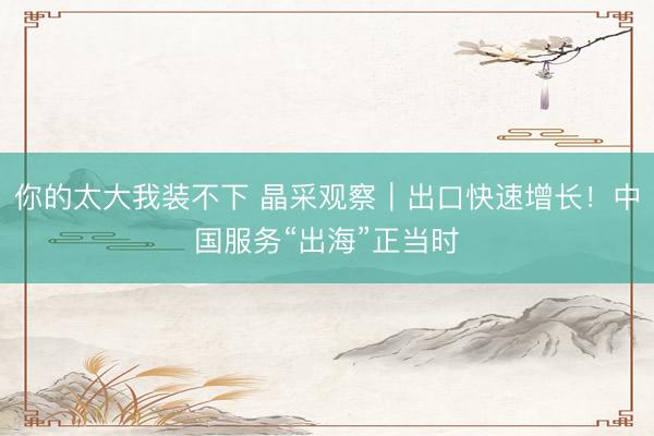 你的太大我装不下 晶采观察｜出口快速增长！中国服务“出海”正当时
