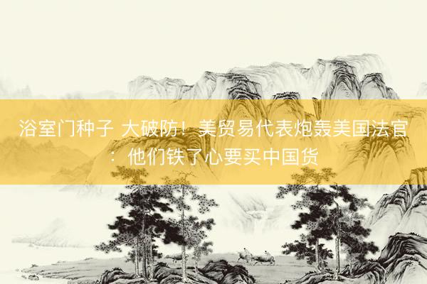 浴室门种子 大破防!美贸易代表炮轰美国法官:他们铁了心要买中国货