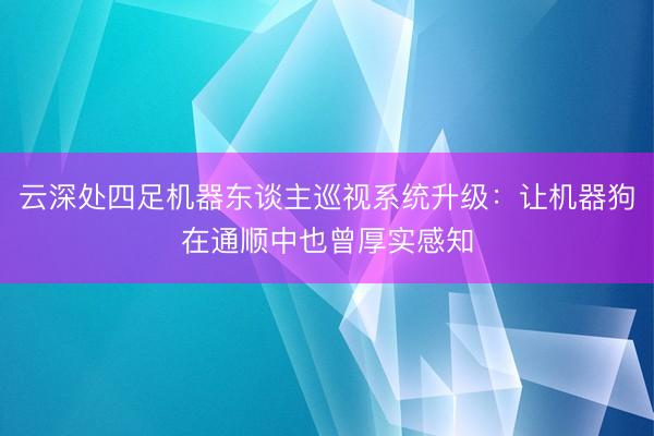 云深处四足机器东谈主巡视系统升级：让机器狗在通顺中也曾厚实感知
