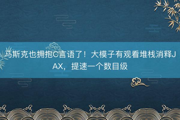 马斯克也拥抱C言语了！大模子有观看堆栈消释JAX，提速一个数目级
