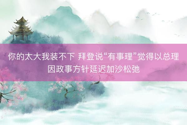 你的太大我装不下 拜登说“有事理”觉得以总理因政事方针延迟加沙松弛