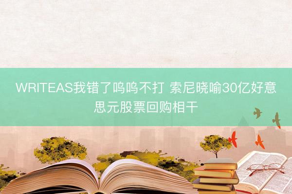 WRITEAS我错了呜呜不打 索尼晓喻30亿好意思元股票回购相干