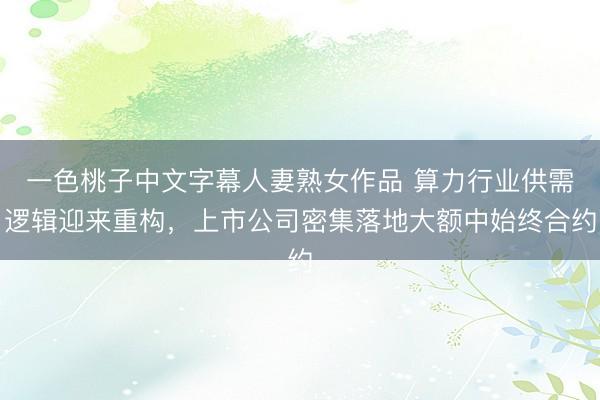 一色桃子中文字幕人妻熟女作品 算力行业供需逻辑迎来重构,上市公司密集落地大额中始终合约