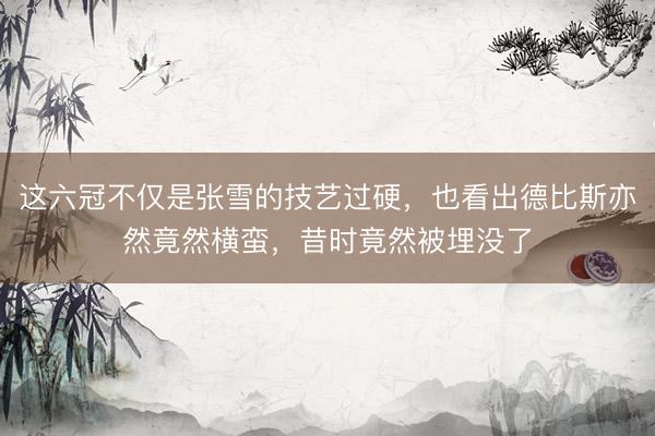 这六冠不仅是张雪的技艺过硬,也看出德比斯亦然竟然横蛮,昔时竟然被埋没了
