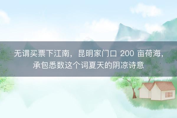 无谓买票下江南，昆明家门口 200 亩荷海，承包悉数这个词夏天的阴凉诗意